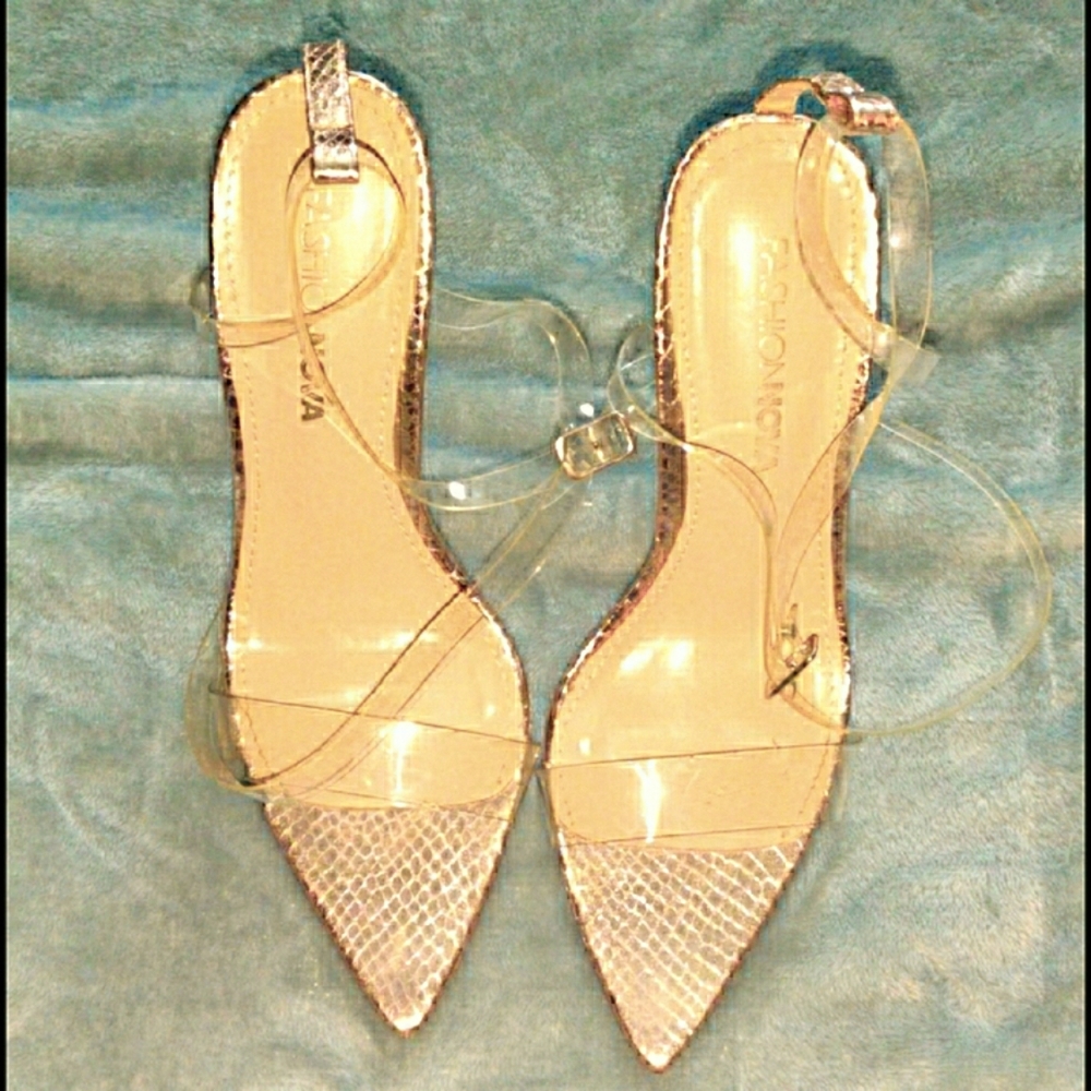 Clear stiletto heels